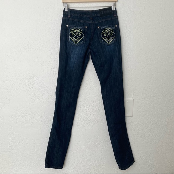 Dereon Bedazzled Distressed Patched Skinny Jeans, Size 5/6 - Picture 4 of 7